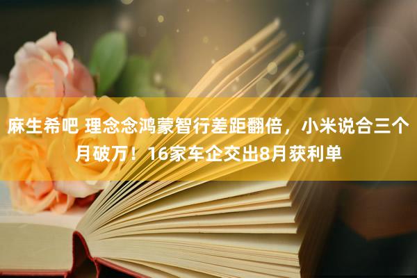 麻生希吧 理念念鸿蒙智行差距翻倍，小米说合三个月破万！16家车企交出8月获利单