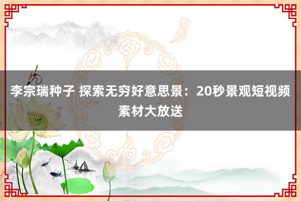 李宗瑞种子 探索无穷好意思景：20秒景观短视频素材大放送