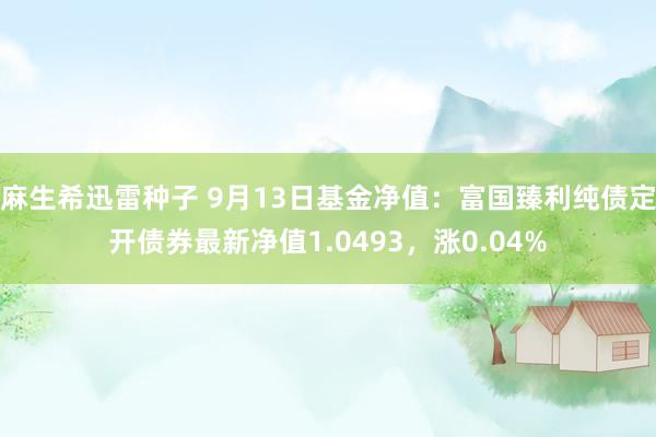 麻生希迅雷种子 9月13日基金净值：富国臻利纯债定开债券最新净值1.0493，涨0.04%