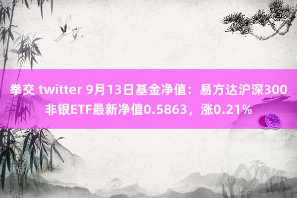 拳交 twitter 9月13日基金净值：易方达沪深300非银ETF最新净值0.5863，涨0.21%