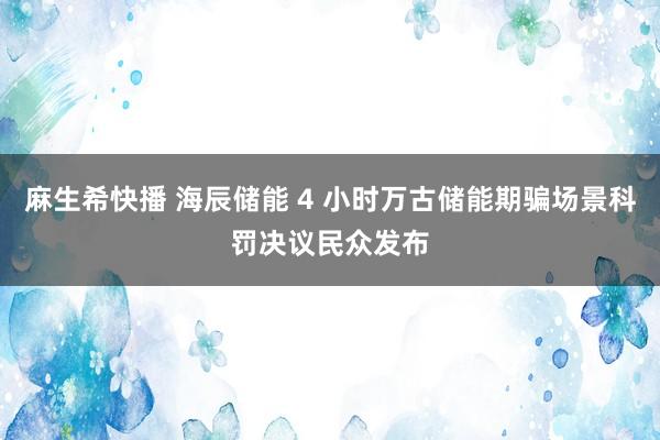 麻生希快播 海辰储能 4 小时万古储能期骗场景科罚决议民众发布