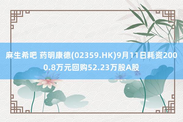 麻生希吧 药明康德(02359.HK)9月11日耗资2000.8万元回购52.23万股A股