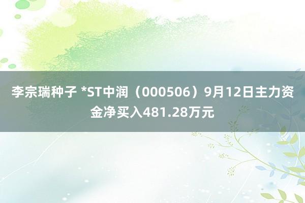 李宗瑞种子 *ST中润（000506）9月12日主力资金净买入481.28万元