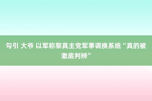 勾引 大爷 以军称黎真主党军事调换系统“真的被澈底判辨”