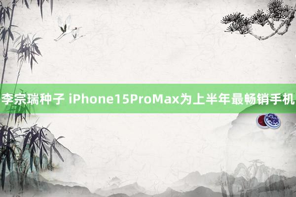 李宗瑞种子 iPhone15ProMax为上半年最畅销手机