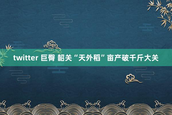 twitter 巨臀 韶关“天外稻”亩产破千斤大关