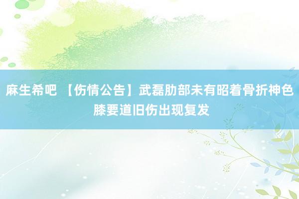 麻生希吧 【伤情公告】武磊肋部未有昭着骨折神色 膝要道旧伤出现复发