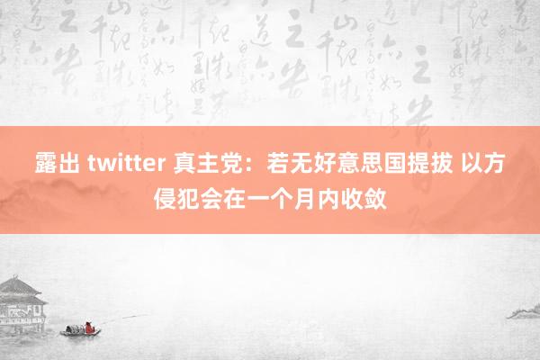 露出 twitter 真主党：若无好意思国提拔 以方侵犯会在一个月内收敛