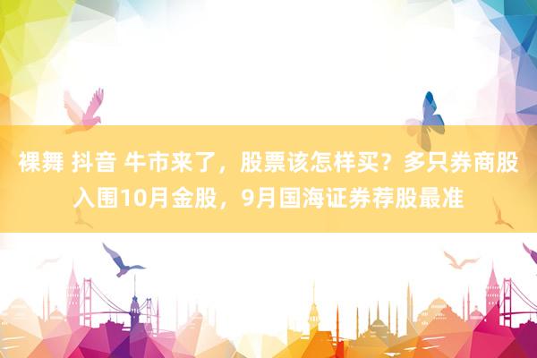 裸舞 抖音 牛市来了，股票该怎样买？多只券商股入围10月金股，9月国海证券荐股最准