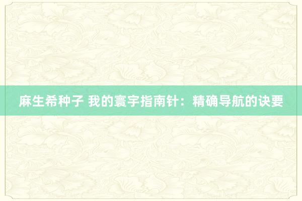 麻生希种子 我的寰宇指南针：精确导航的诀要