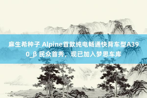 麻生希种子 Alpine首款纯电畅通快背车型A390_β 民众首秀，现已加入梦思车库