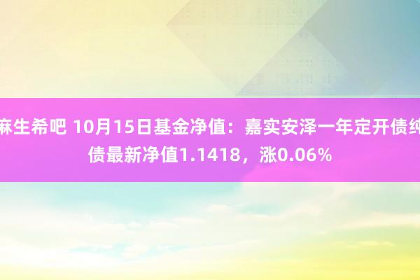 麻生希吧 10月15日基金净值：嘉实安泽一年定开债纯债最新净值1.1418，涨0.06%