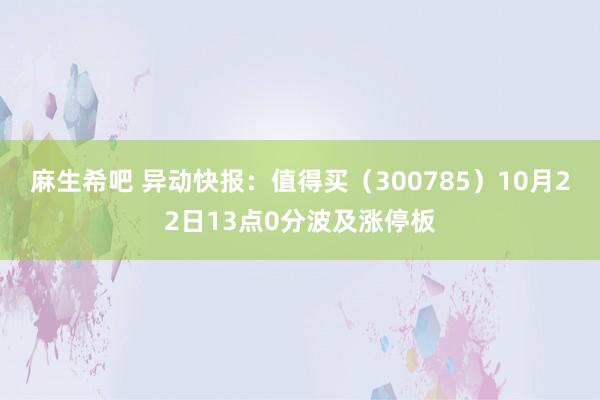 麻生希吧 异动快报：值得买（300785）10月22日13点0分波及涨停板