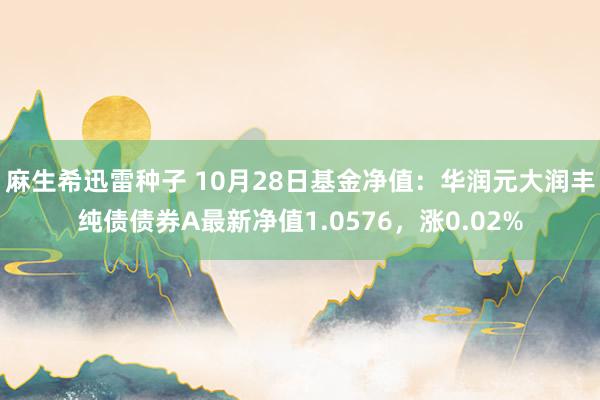 麻生希迅雷种子 10月28日基金净值：华润元大润丰纯债债券A最新净值1.0576，涨0.02%