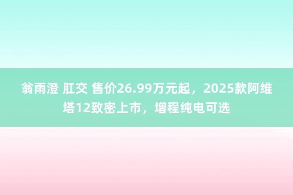 翁雨澄 肛交 售价26.99万元起，2025款阿维塔12致密上市，增程纯电可选