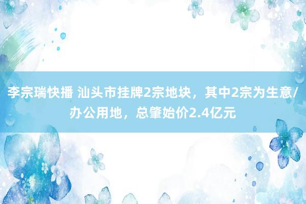 李宗瑞快播 汕头市挂牌2宗地块，其中2宗为生意/办公用地，总肇始价2.4亿元