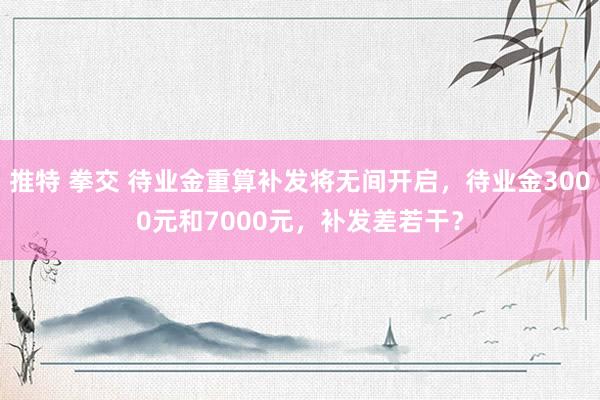 推特 拳交 待业金重算补发将无间开启，待业金3000元和7000元，补发差若干？