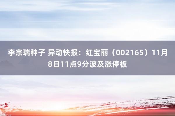 李宗瑞种子 异动快报：红宝丽（002165）11月8日11点9分波及涨停板