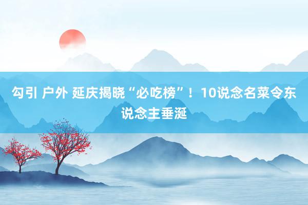 勾引 户外 延庆揭晓“必吃榜”！10说念名菜令东说念主垂涎