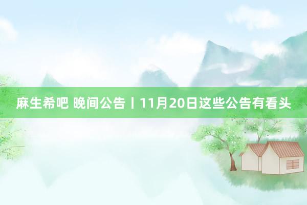 麻生希吧 晚间公告丨11月20日这些公告有看头