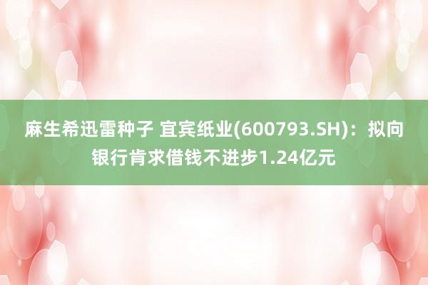 麻生希迅雷种子 宜宾纸业(600793.SH)：拟向银行肯求借钱不进步1.24亿元