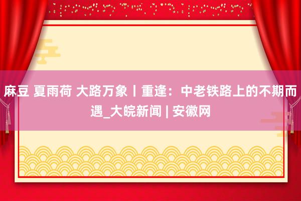 麻豆 夏雨荷 大路万象丨重逢：中老铁路上的不期而遇_大皖新闻 | 安徽网