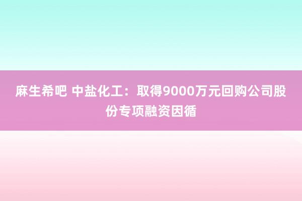 麻生希吧 中盐化工：取得9000万元回购公司股份专项融资因循