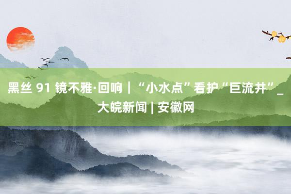 黑丝 91 镜不雅·回响｜“小水点”看护“巨流井”_大皖新闻 | 安徽网