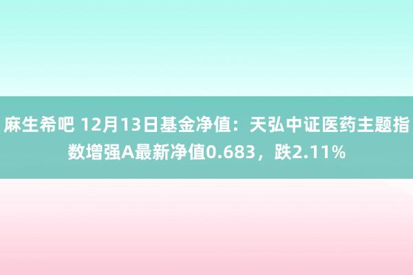 麻生希吧 12月13日基金净值：天弘中证医药主题指数增强A最新净值0.683，跌2.11%