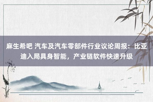 麻生希吧 汽车及汽车零部件行业议论周报：比亚迪入局具身智能，产业链软件快速升级