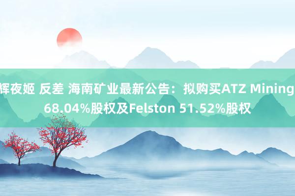 辉夜姬 反差 海南矿业最新公告：拟购买ATZ Mining 68.04%股权及Felston 51.52%股权