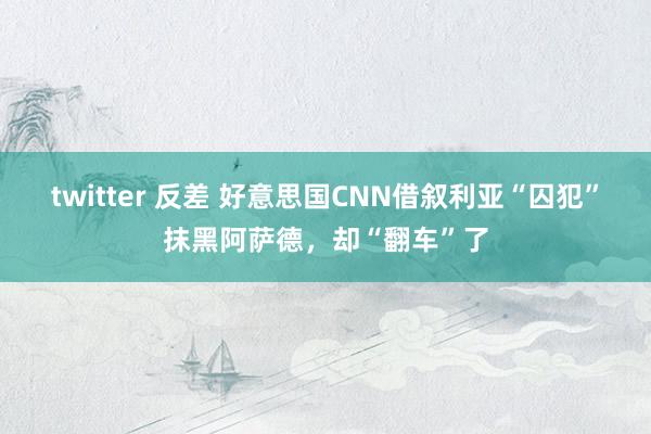 twitter 反差 好意思国CNN借叙利亚“囚犯”抹黑阿萨德，却“翻车”了