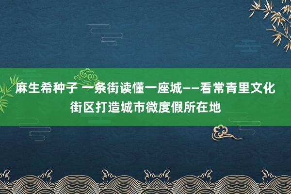 麻生希种子 一条街读懂一座城——看常青里文化街区打造城市微度假所在地