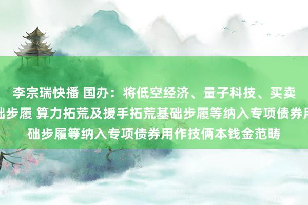 李宗瑞快播 国办：将低空经济、量子科技、买卖航天等新兴产业基础步履 算力拓荒及援手拓荒基础步履等纳入专项债券用作技俩本钱金范畴