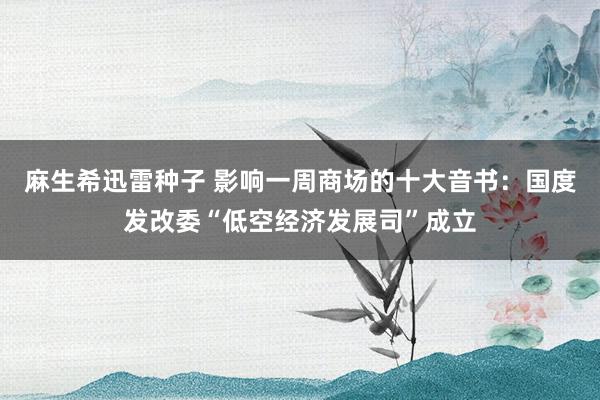 麻生希迅雷种子 影响一周商场的十大音书：国度发改委“低空经济发展司”成立