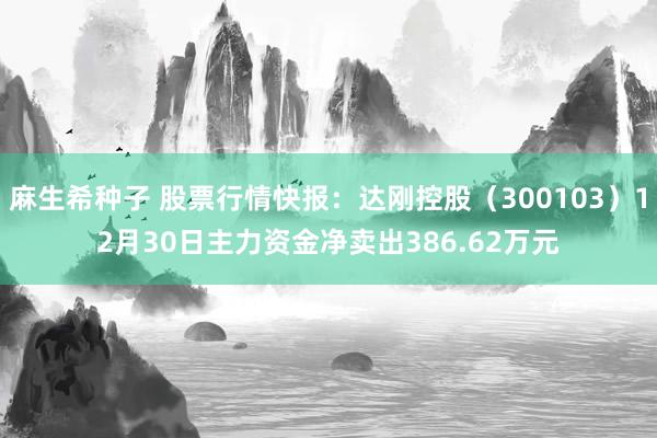 麻生希种子 股票行情快报：达刚控股（300103）12月30日主力资金净卖出386.62万元