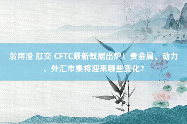 翁雨澄 肛交 CFTC最新数据出炉！贵金属、动力、外汇市集将迎来哪些变化？