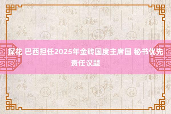 探花 巴西担任2025年金砖国度主席国 秘书优先责任议题