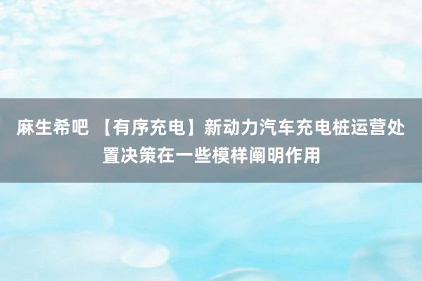 麻生希吧 【有序充电】新动力汽车充电桩运营处置决策在一些模样阐明作用